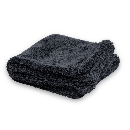 Dark gray towel on a white background